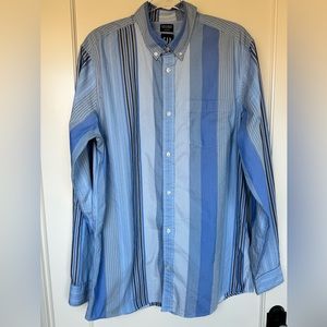 GAP blue pinstripes casual shirt, coolmax, size large tall